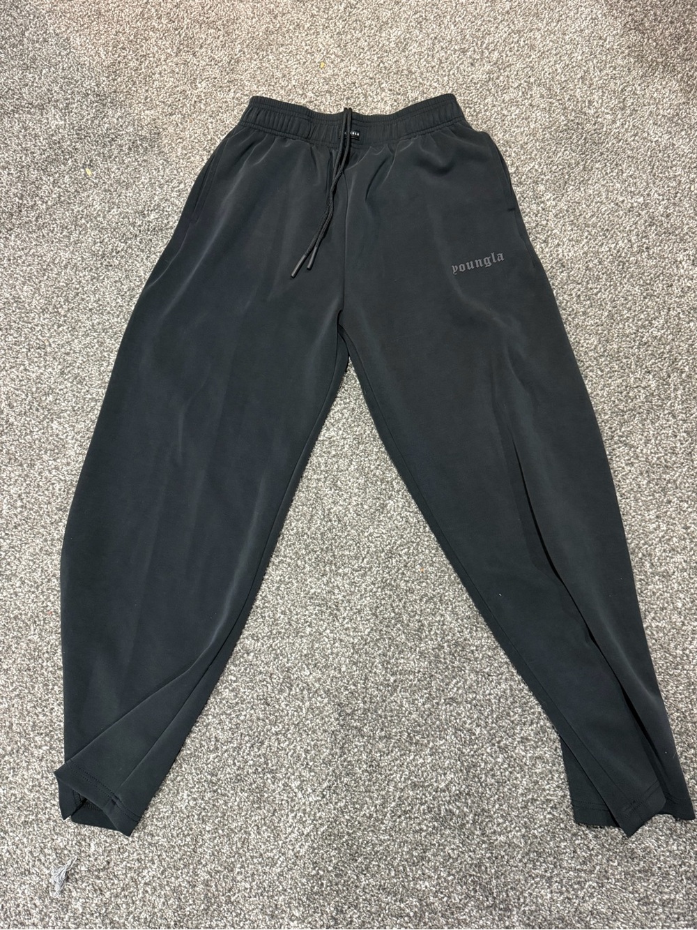 YoungLA Black Elastic Waist Joggers